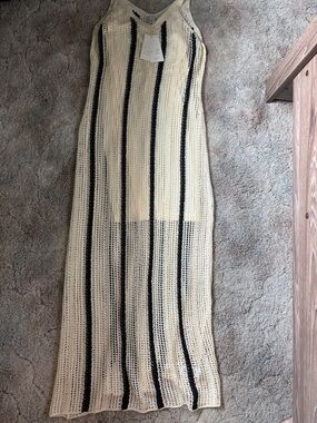 a new day Cream Maxi Dress with Black Stripes